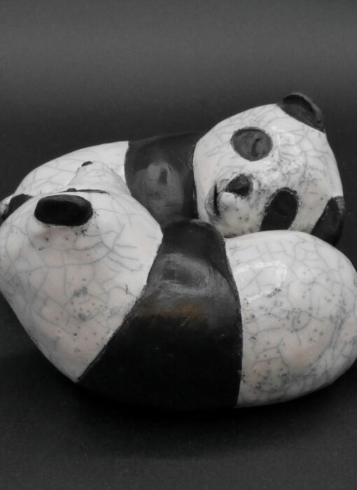 Pandas Nous Deux 1 - Bennie - sculpture raku