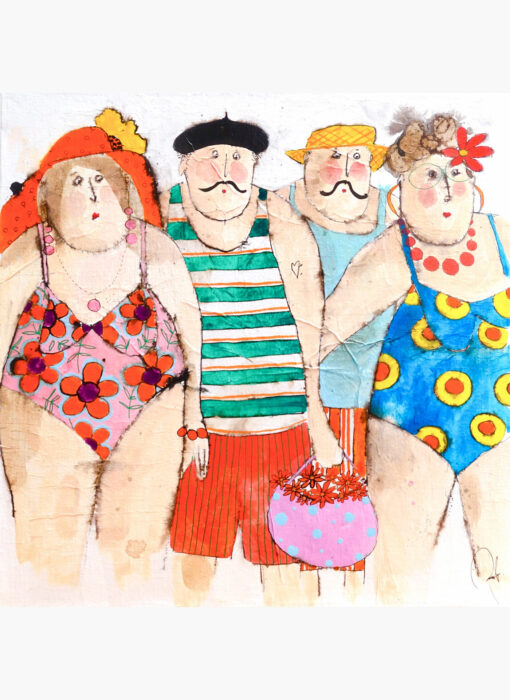 Agathe Marcel Popeye Lili - Bathers - Peinture technique mixte - baigneuses et baigneurs - Cécile Colombo - œuvre détourée