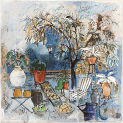 Bazar au jardin - Cécile Colombo - tableau contemporain