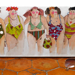 Peinture technique mixte - baigneuses en maillots bathers - beauties - Cécile Colombo - vue situation