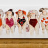 Les filles en rose - girls in pink - Peinture technique mixte - baigneuses en maillots - Cécile Colombo - vue situation
