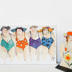 Lili Nine Huguette Suzanne - Peinture technique mixte - baigneuses en maillots - Cécile Colombo - en situation