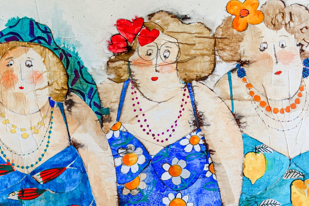 Les filles en bleu - Cécile Colombo - tableau contemporain