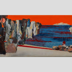 Calanque au ciel orange - Clotilde Philipon - peinture acrylique contemporaine