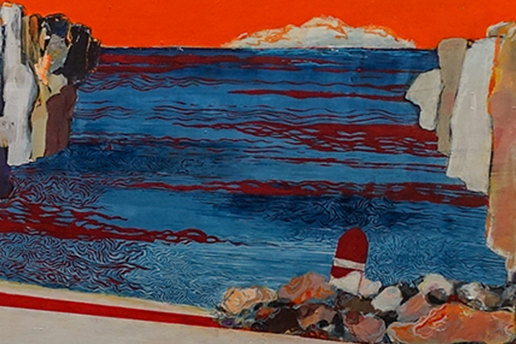 Calanque au ciel orange - clothilde Philipon - peintre contemporaine
