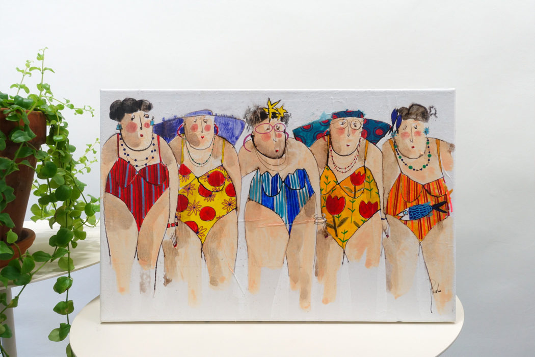 la bande des cinq - bathers -  - cécile colombo - peinture - vue situation