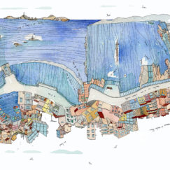 Corniche Kennedy Marseille- amandine maria - dessin encre aquarelle - détouré