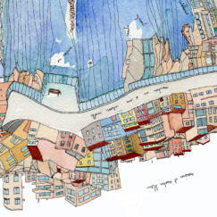 Corniche Kennedy Marseille- amandine maria - dessin encre aquarelle - détail