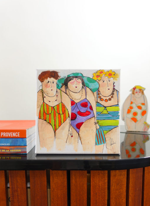 Claudette Thérèse Raymonde bathers - cécile colombo - peinture contemporaine - en situation