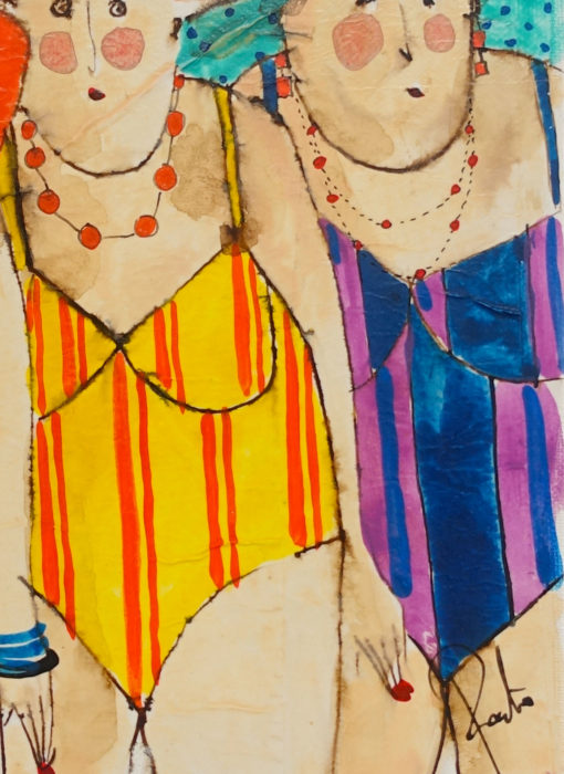 Suzie Paulette Raymonde bathers - cécile colombo - peinture - zoom