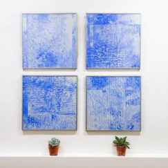 Grand Bleu 12 - large blue - M.Cohen - peinture papier - quadriptyque