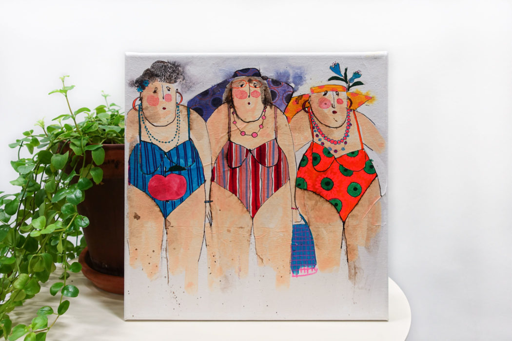 Geraldine Charlotte Hélène bathers - cécile colombo - peinture - mise en situation