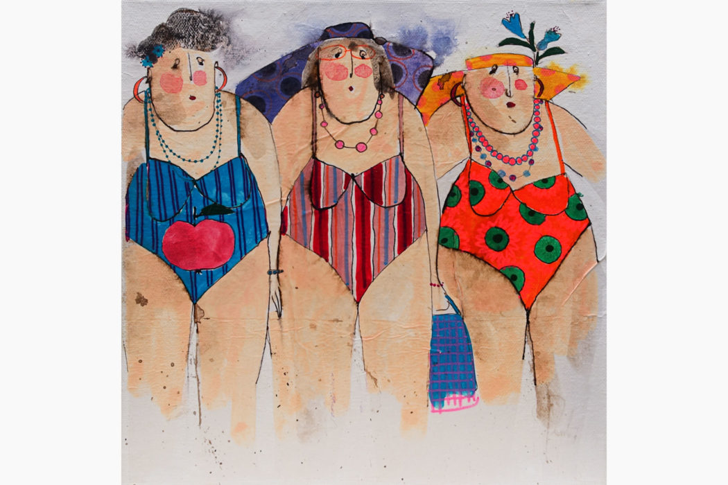 Gerdine Charlotte Hélène bathers - cécile colombo - peinture - detouré