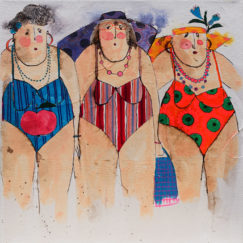 Gerdine Charlotte Hélène bathers - cécile colombo - peinture - detouré