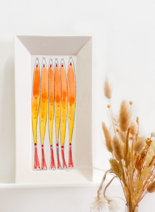 Plat poissons oranges ceramic - Cécile Colombo - plat en céramique - objet d'art