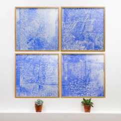Grand Bleu 12 - large blue 12 - M.Cohen - peinture papier - ensemble