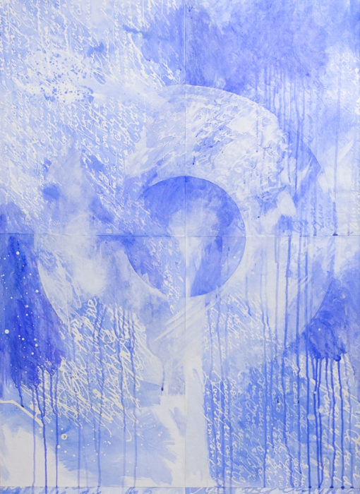 Grand Bleu 16 - large blue - M.Cohen - peinture papier - détouré