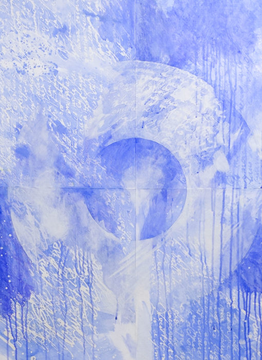 Grand Bleu 16 - large blue - M.Cohen - peinture papier - detail