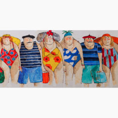 Une Belle Brochette 4 - A nice bunch 4 - bathers - cécile colombo - peinture - détouré