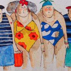 Une Belle Brochette 4 - A nice bunch 4 - bathers - cécile colombo - peinture - detail