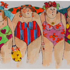 Blondine Gisèle Germaine Barbara - Bathers - cécile colombo - peinture - détouré