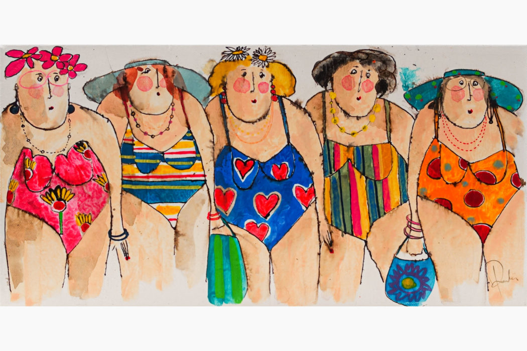 Sur une plage - On a beach- Bathers - cécile colombo - peinture - détouré