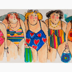 Sur une plage - On a beach- Bathers - cécile colombo - peinture - détouré