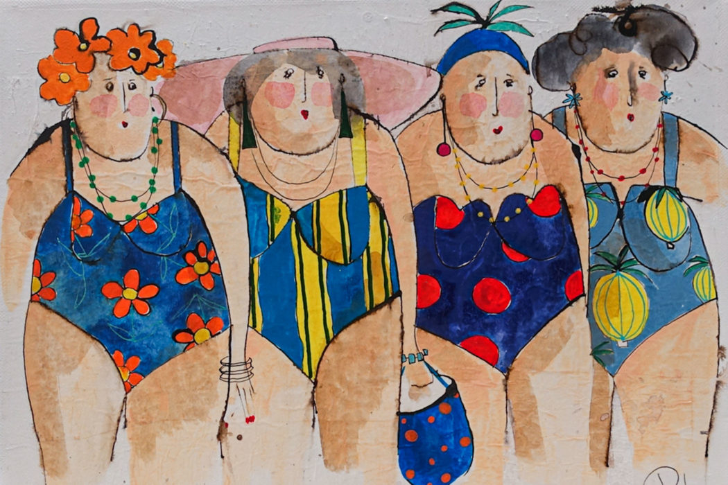 Zita Valerie Sophie Carine - Bathers - cécile colombo - peinture - détouré