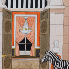 Le fronton de Daniel Buren & le zèbre damien Nicolas Roux détail