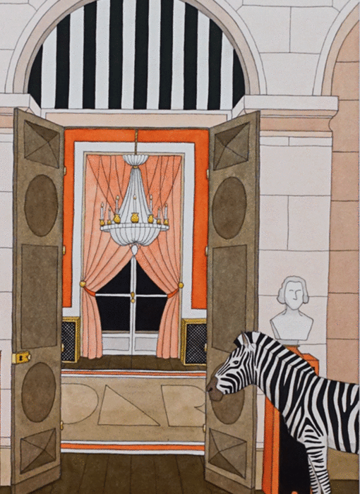 Le fronton de Daniel Buren & le zèbre damien Nicolas Roux détail