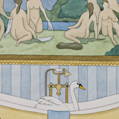 Les baigneuses de paul cézanne & les cygnes, damien nicolas roux, détail